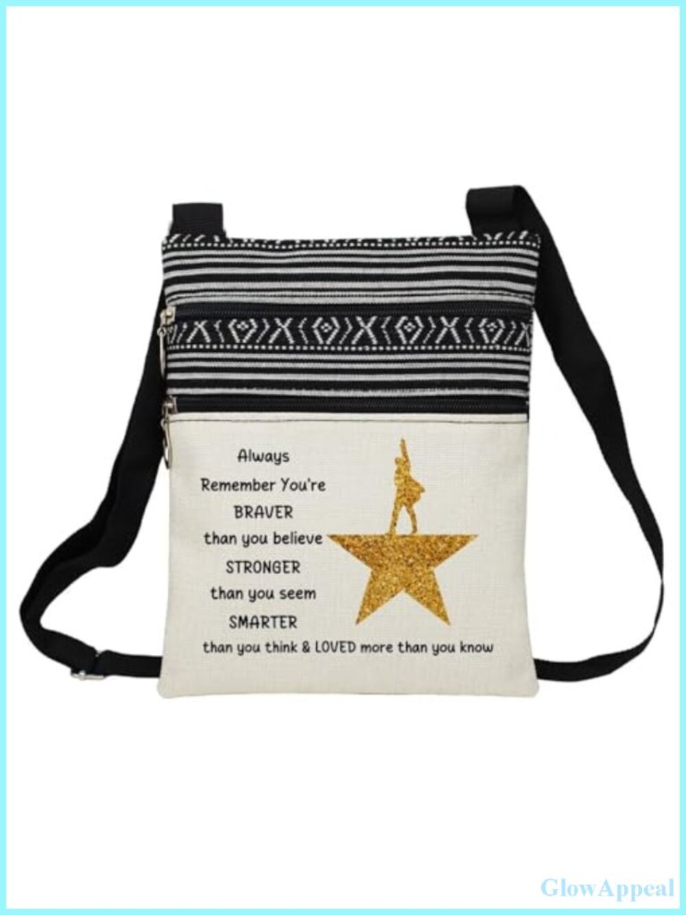 Polyester Crossbody Bag Ethnic Small Adjustable Strap Zipper Sling